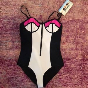Bondi born zip underwire neoprene one piece